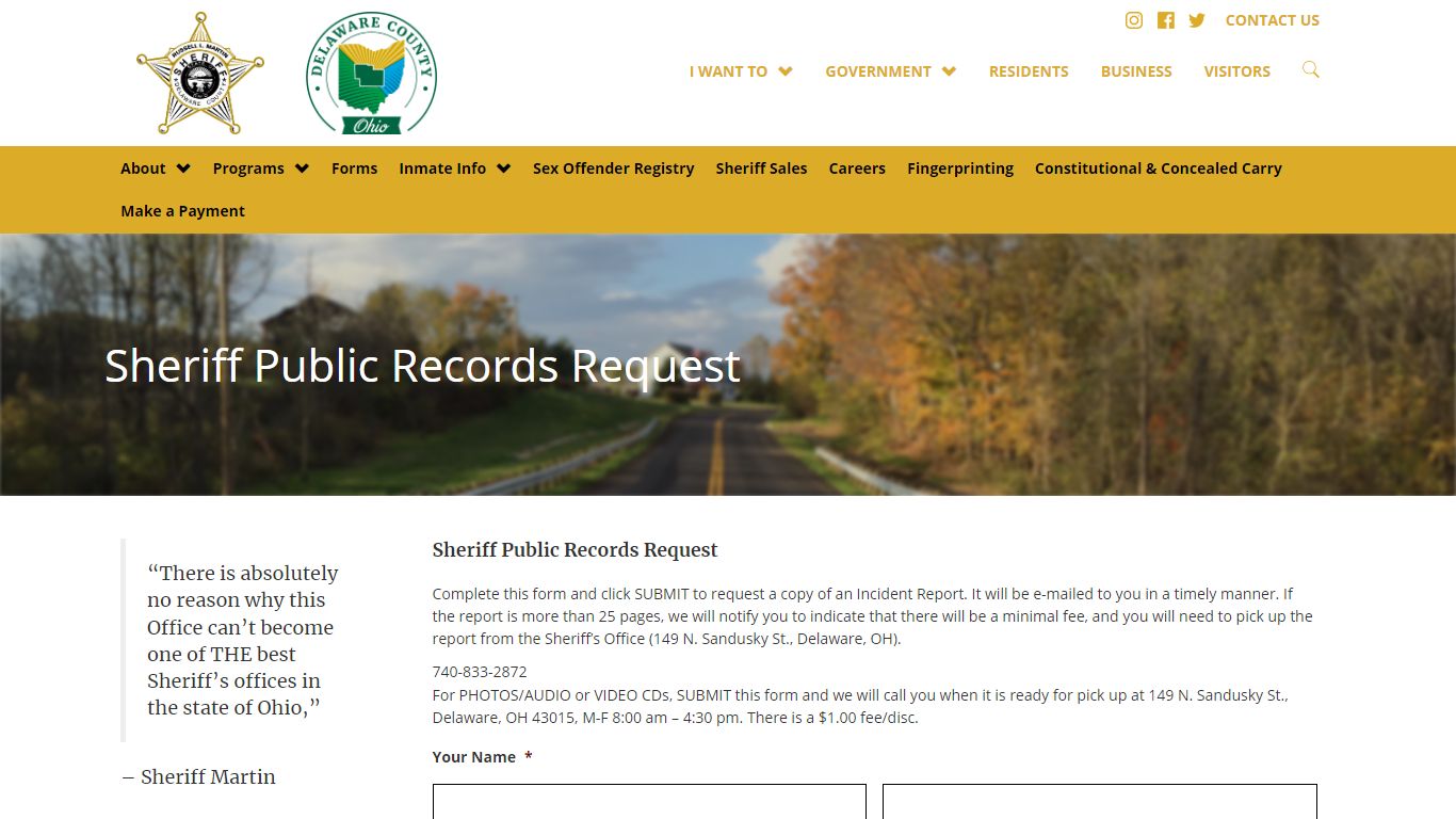 Sheriff Public Records Request